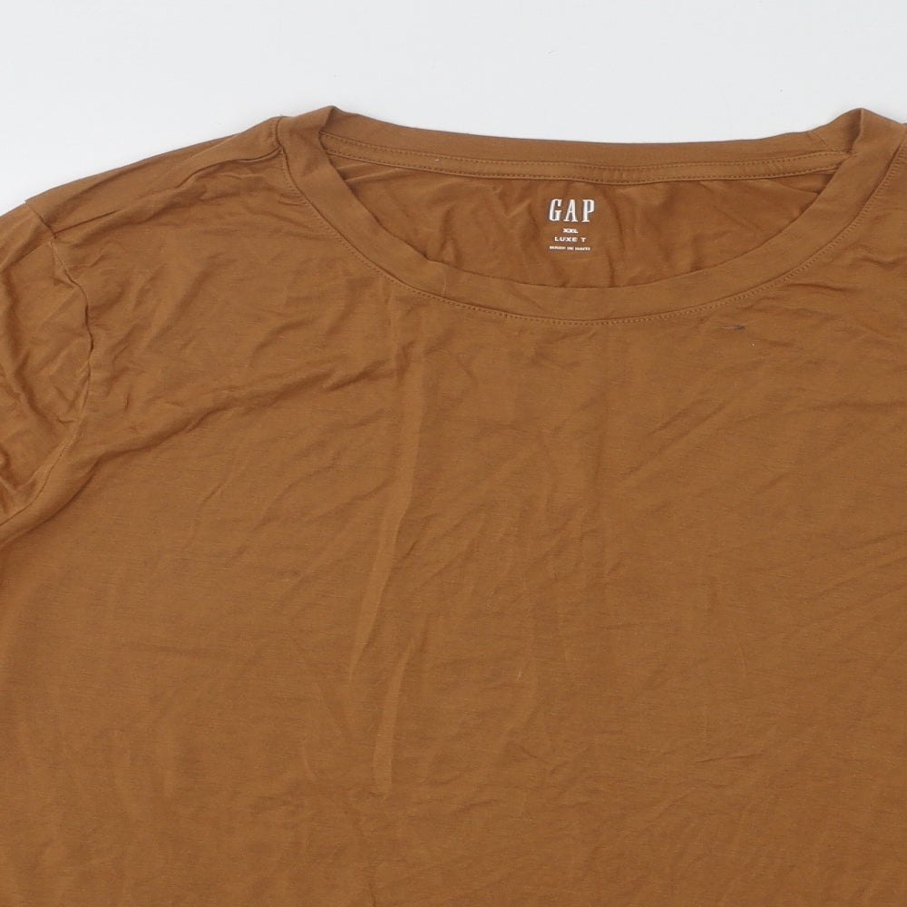 Gap Womens Brown Viscose Basic T-Shirt Size 2XL Round Neck