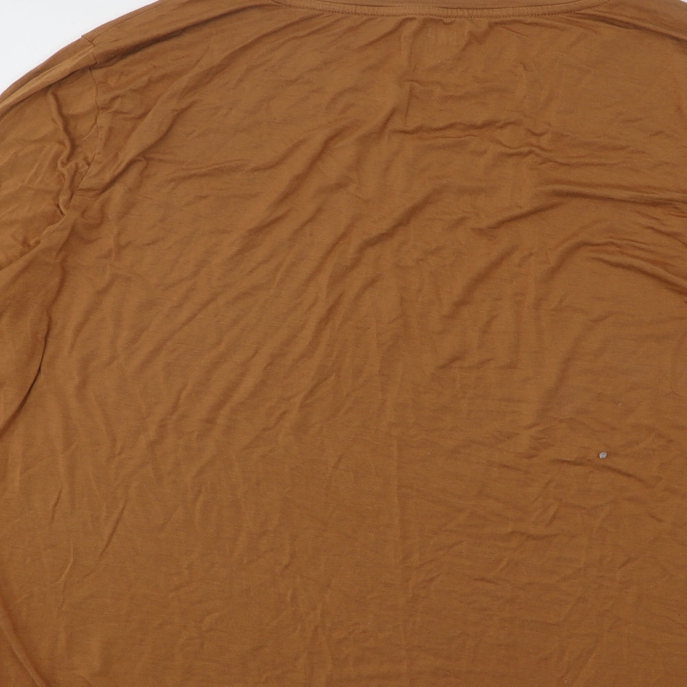 Gap Womens Brown Viscose Basic T-Shirt Size 2XL Round Neck