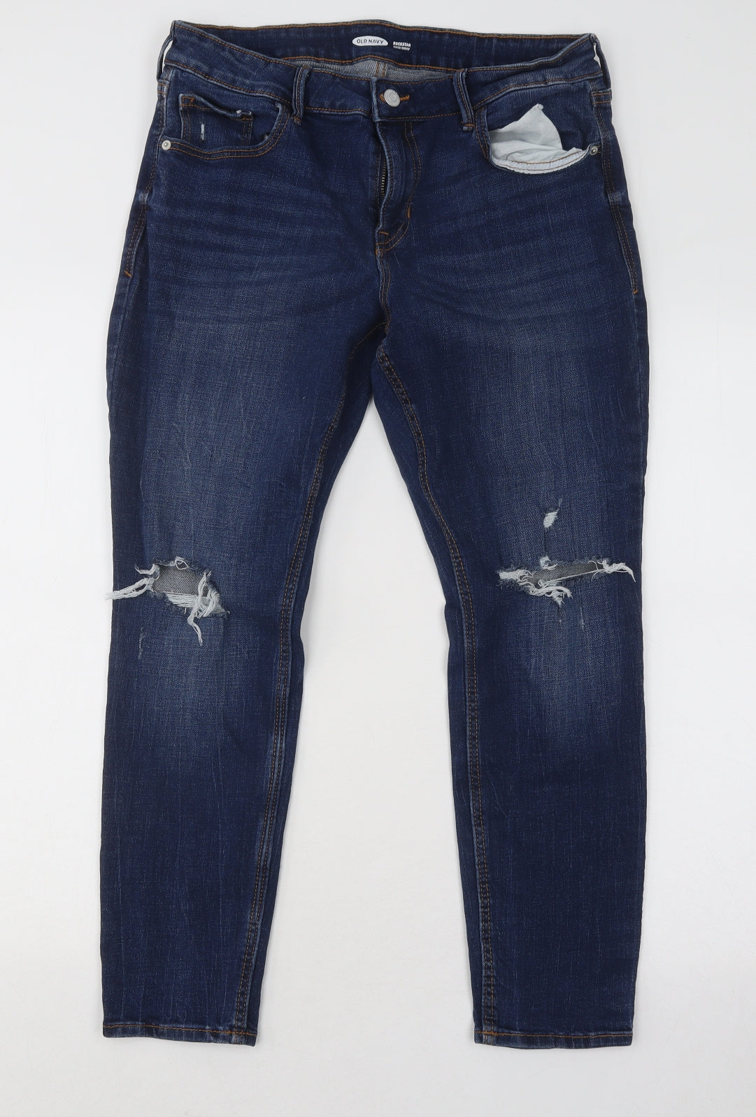 Old Navy Womens Blue Cotton Skinny Jeans Size 12 L26 in Regular Button