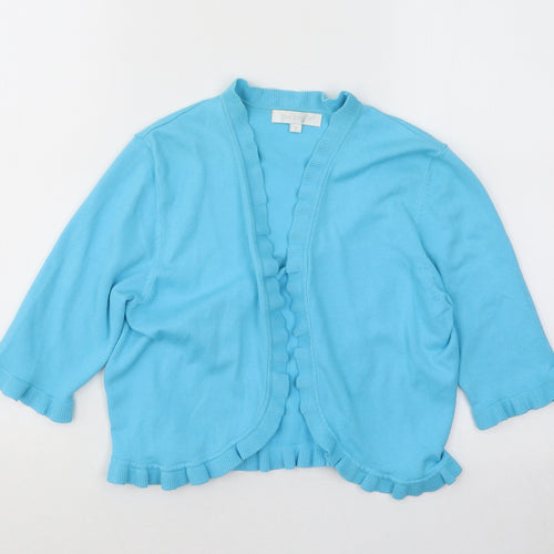 Tina Taylor Womens Blue V-Neck Cotton Cardigan Jumper Size S - Lettuce Edging