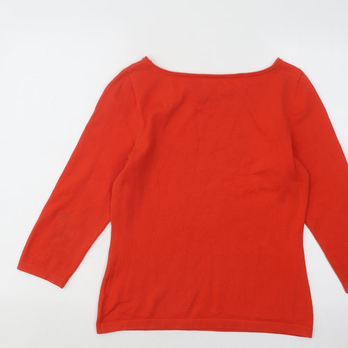 Preworn Womens Red Boat Neck Cotton Pullover Jumper Size 8