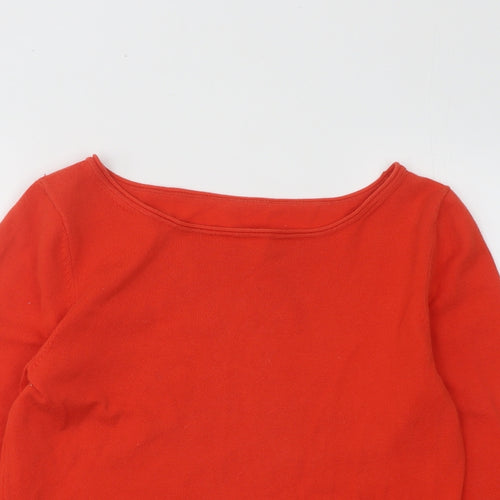 Preworn Womens Red Boat Neck Cotton Pullover Jumper Size 8