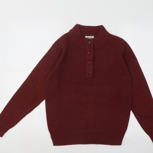Damart Womens Red Mock Neck Acrylic Pullover Jumper Size 8