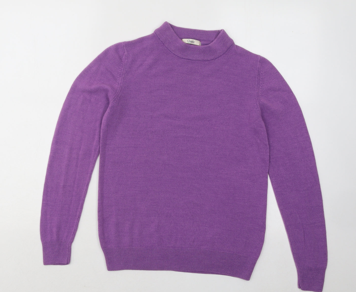 Marks and Spencer Womens Purple Mock Neck Acrylic Pullover Jumper Size 10