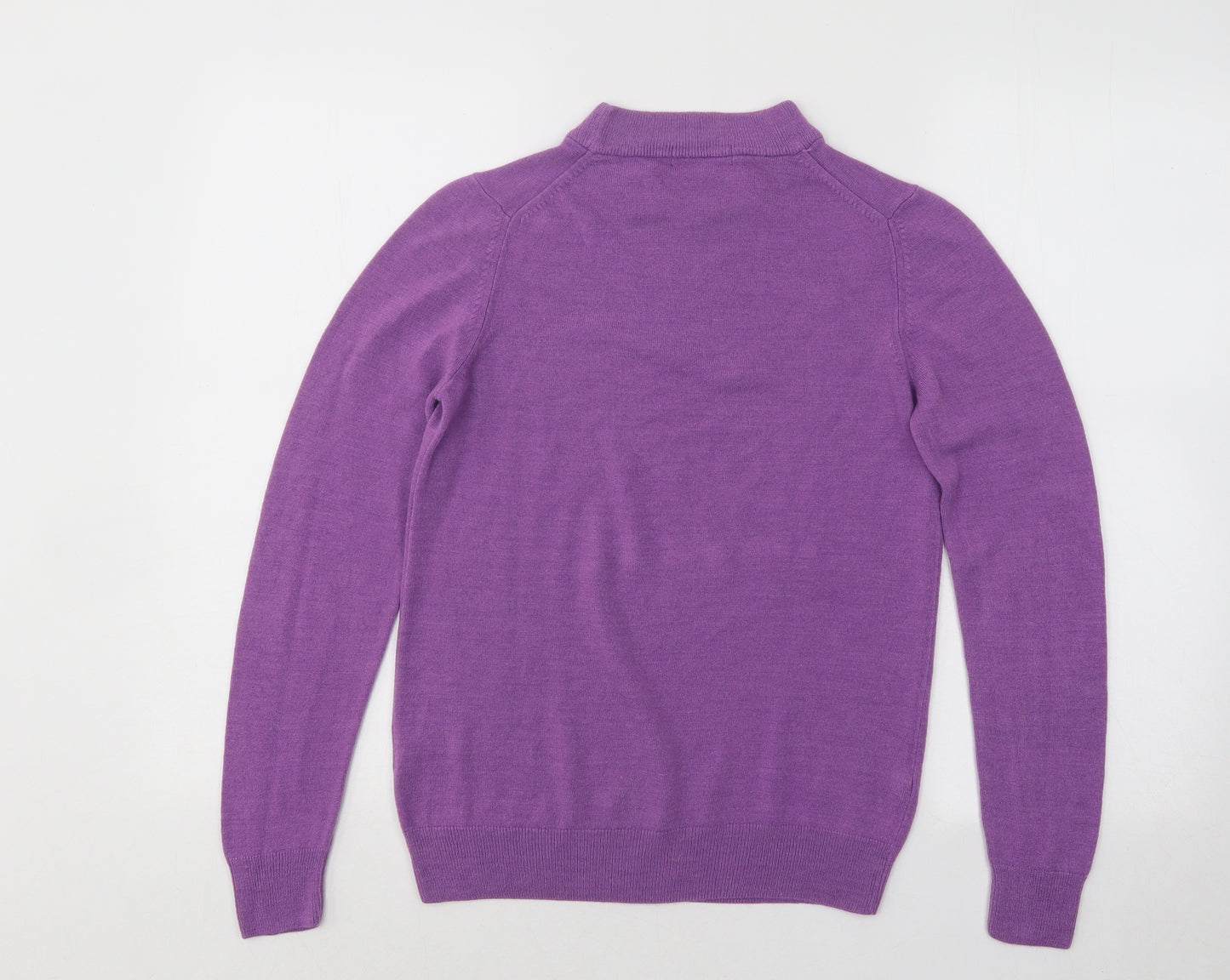 Marks and Spencer Womens Purple Mock Neck Acrylic Pullover Jumper Size 10