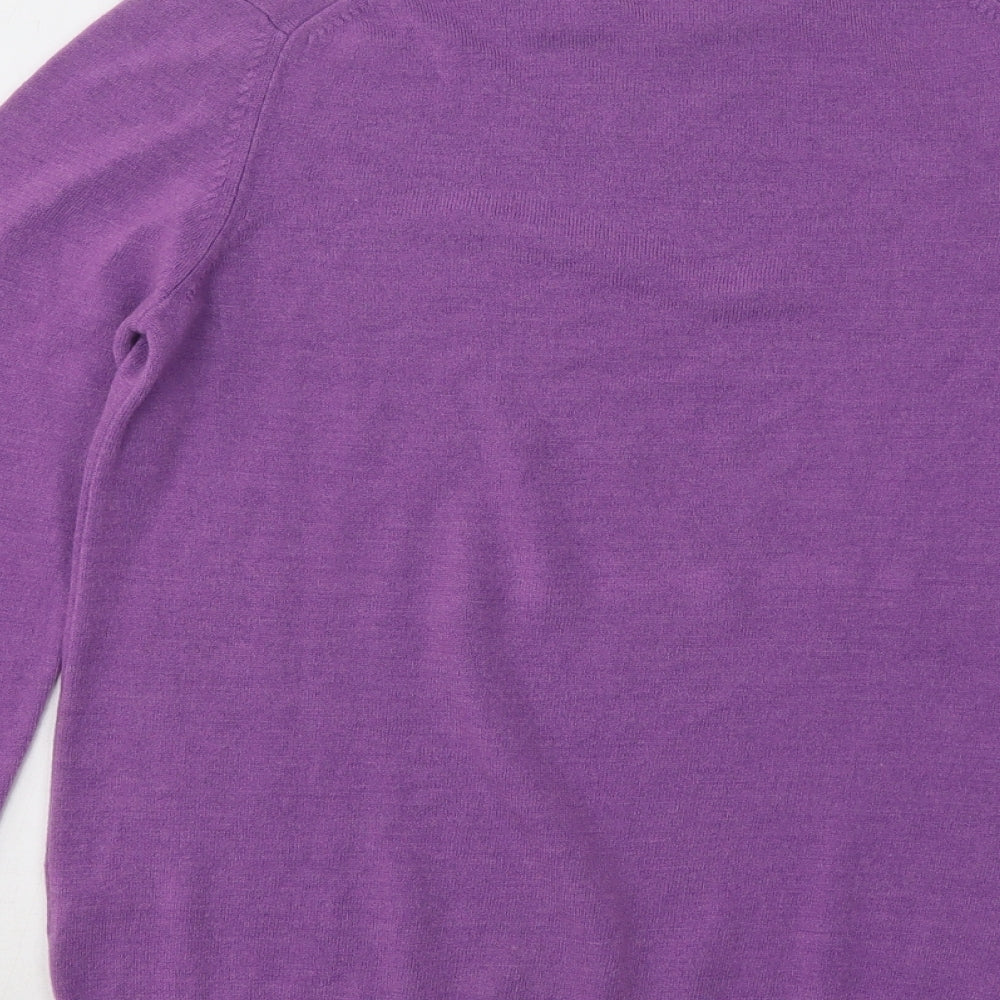 Marks and Spencer Womens Purple Mock Neck Acrylic Pullover Jumper Size 10