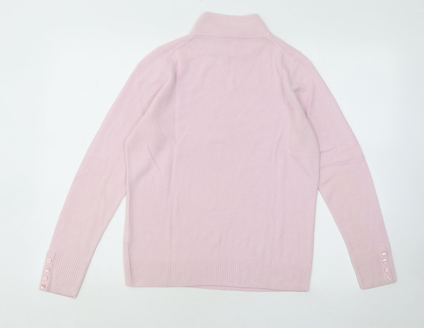 Marks and Spencer Womens Pink Mock Neck Acrylic Pullover Jumper Size 10