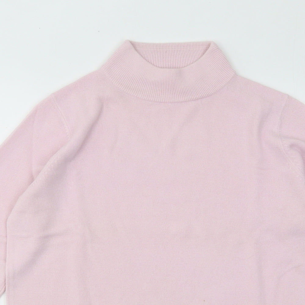 Marks and Spencer Womens Pink Mock Neck Acrylic Pullover Jumper Size 10