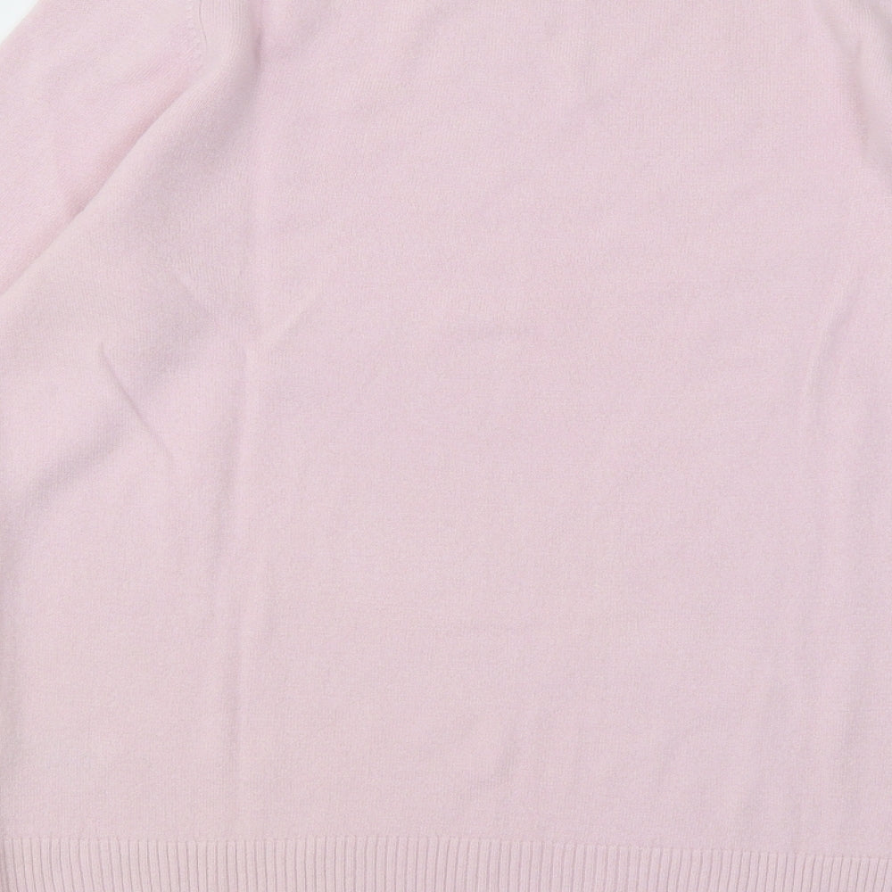 Marks and Spencer Womens Pink Mock Neck Acrylic Pullover Jumper Size 10