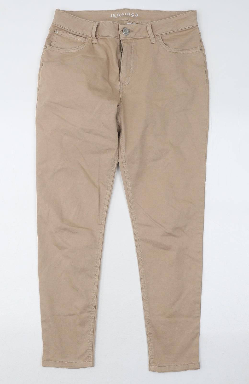 Marks and Spencer Womens Brown Cotton Skinny Jeans Size 12 L26 in Regular Button