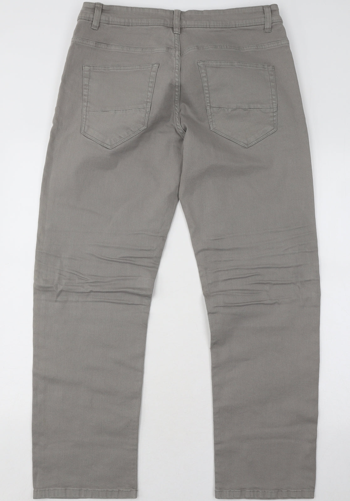 George Mens Grey Cotton Straight Jeans Size 36 in L30 in Regular Button