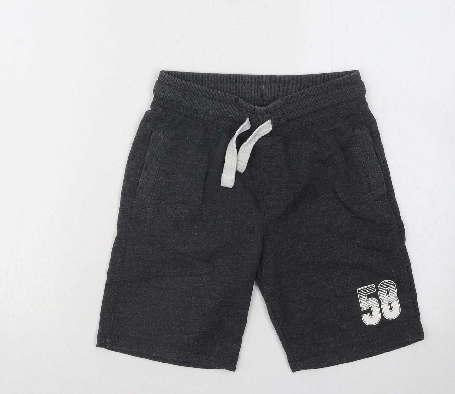 F&F Boys Grey Cotton Sweat Shorts Size 8-9 Years Regular Drawstring - 58