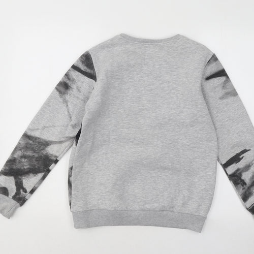 Hashtag Boys Grey Geometric Cotton Pullover Sweatshirt Size 10 Years Pullover - Campus