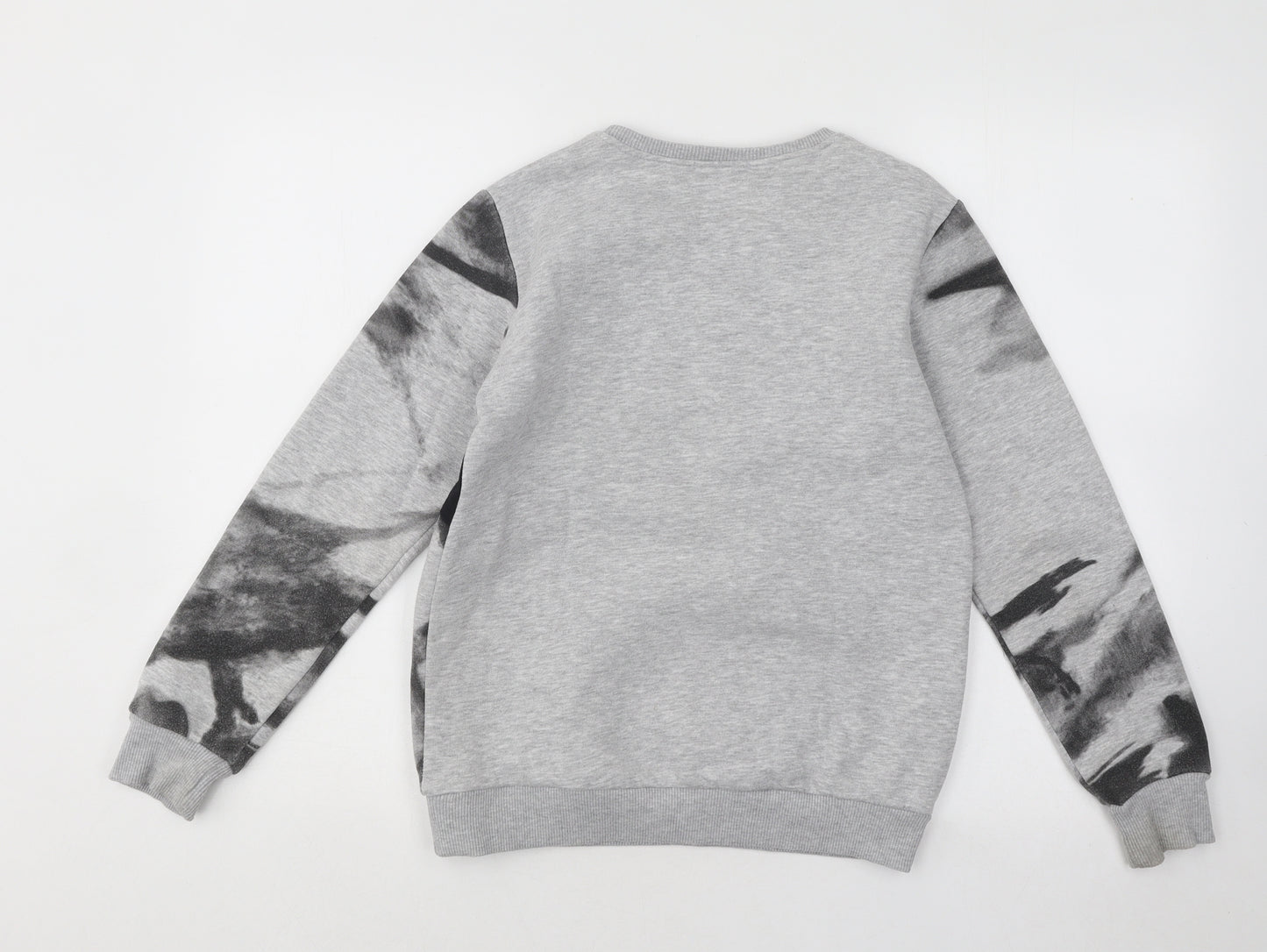 Hashtag Boys Grey Geometric Cotton Pullover Sweatshirt Size 10 Years Pullover - Campus