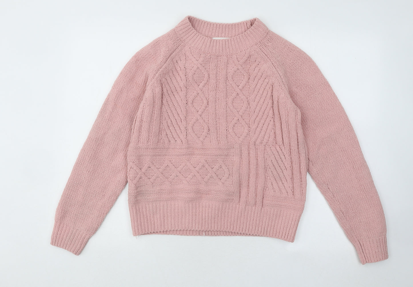 Primark Womens Pink Mock Neck Polyester Pullover Jumper Size 10