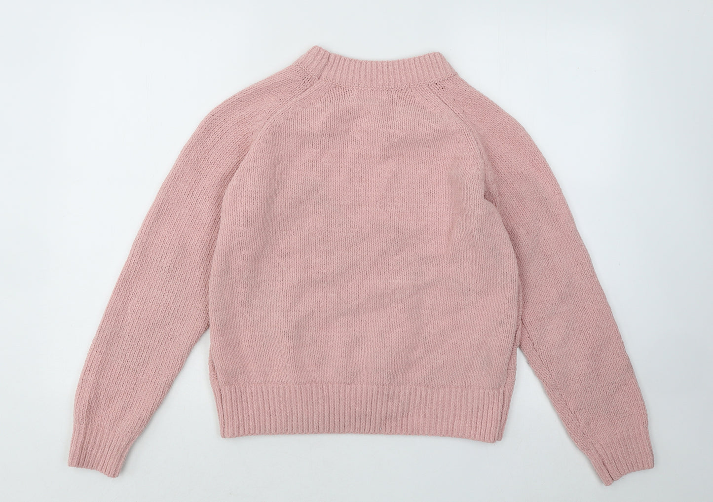 Primark Womens Pink Mock Neck Polyester Pullover Jumper Size 10