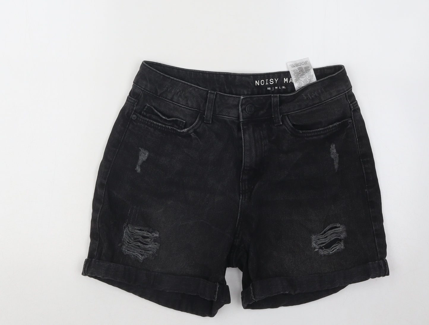 Noisy may Womens Black Cotton Hot Pants Shorts Size S Regular Button - Distressed