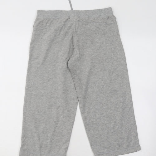 TITLE Womens Grey Cotton Cropped Trousers Size 10 L20 in Regular Drawstring