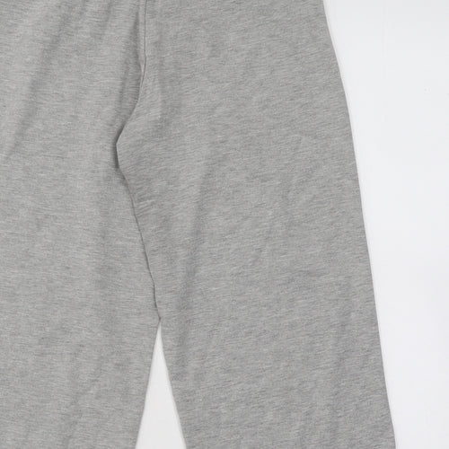 TITLE Womens Grey Cotton Cropped Trousers Size 10 L20 in Regular Drawstring