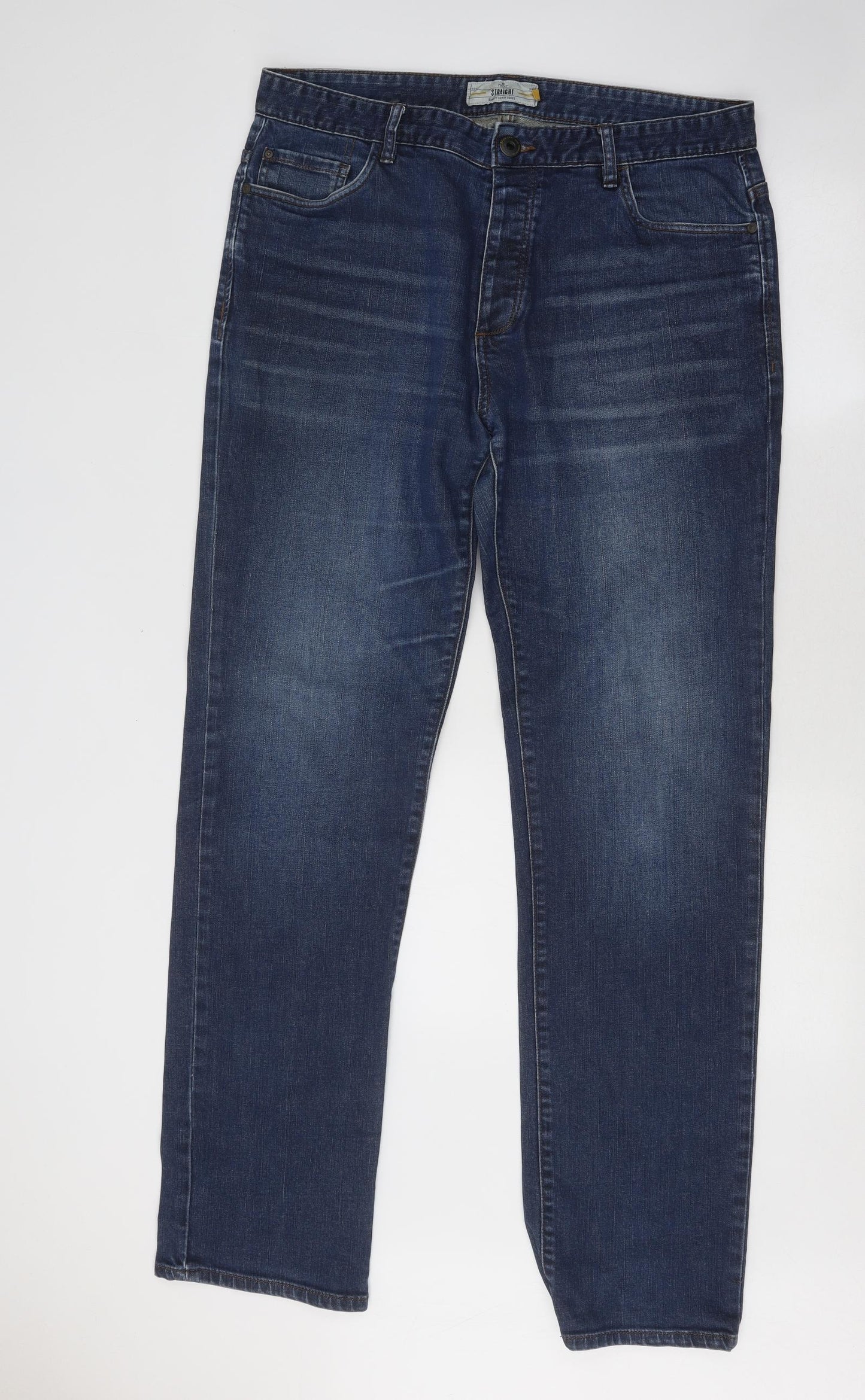 NEXT Mens Blue Cotton Straight Jeans Size 36 in L32 in Regular Button