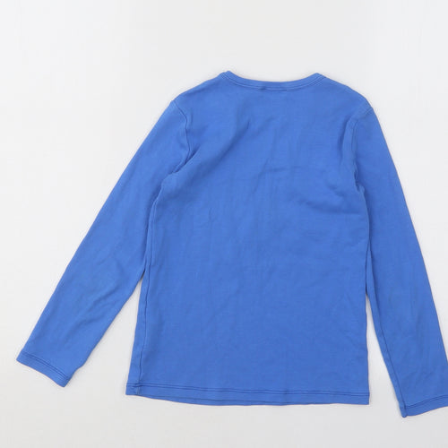 United Colors of Benetton Girls Blue Cotton Basic T-Shirt Size 6-7 Years Round Neck Pullover