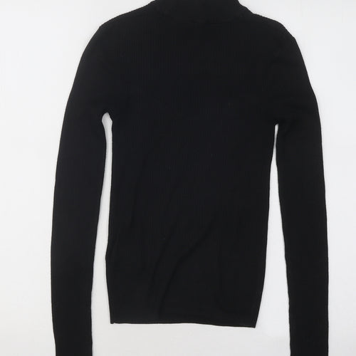 Divided by H&M Womens Black Mock Neck Viscose Pullover Jumper Size XS - Cut Out Chest