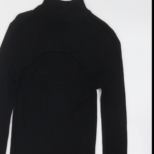 Divided by H&M Womens Black Mock Neck Viscose Pullover Jumper Size XS - Cut Out Chest