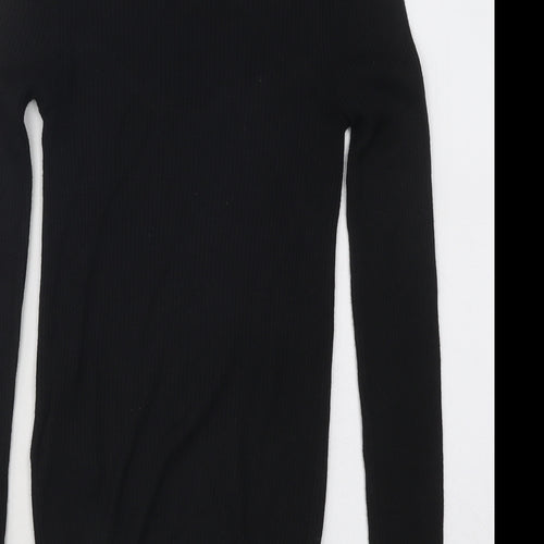 Divided by H&M Womens Black Mock Neck Viscose Pullover Jumper Size XS - Cut Out Chest
