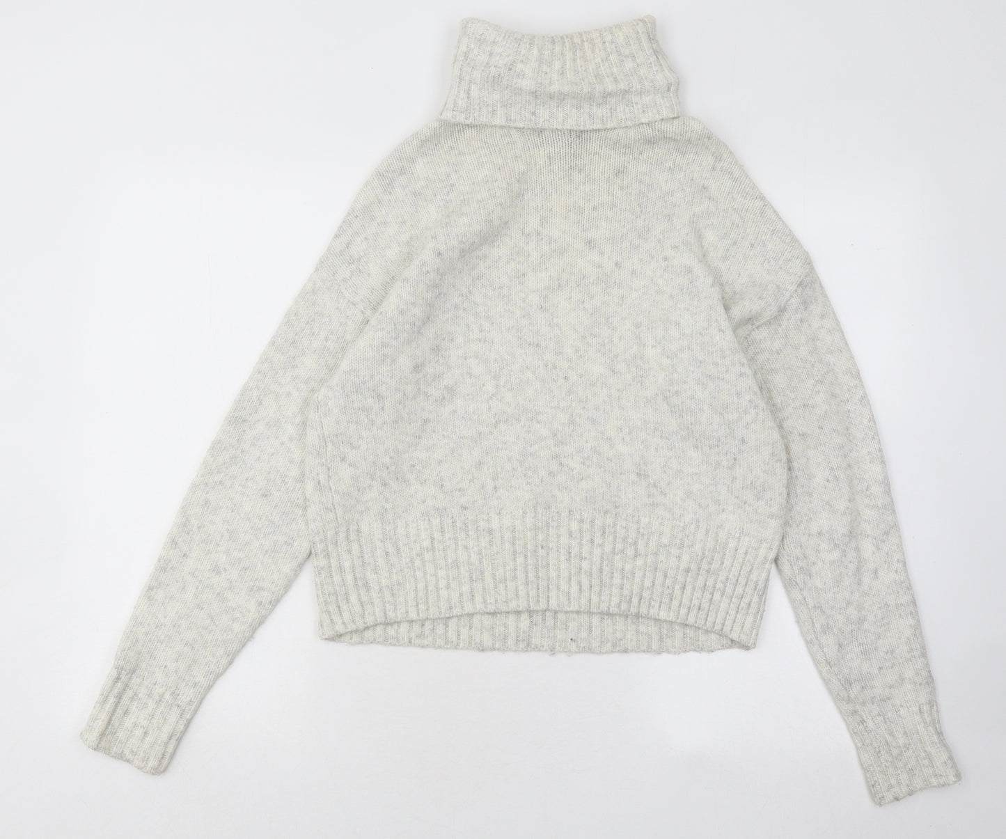 New Look Womens Grey Roll Neck Geometric Acrylic Pullover Jumper Size M