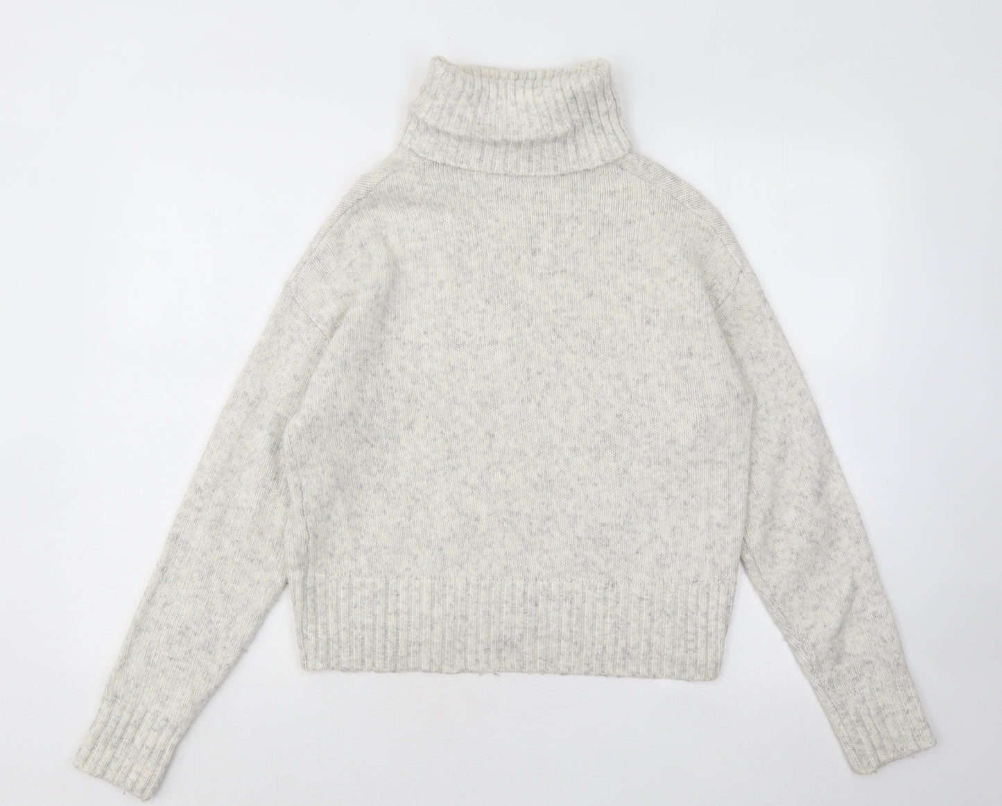New Look Womens Grey Roll Neck Geometric Acrylic Pullover Jumper Size M