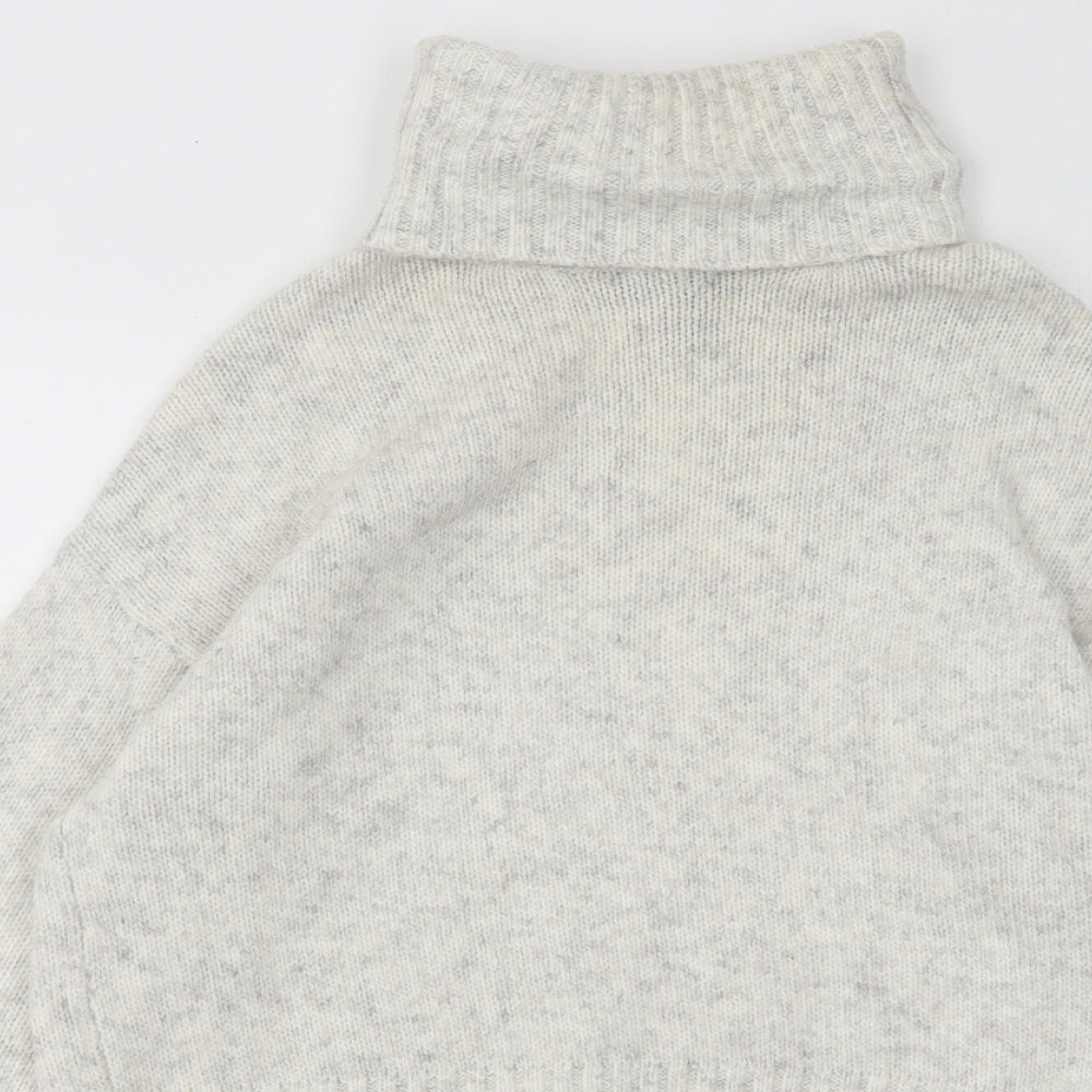 New Look Womens Grey Roll Neck Geometric Acrylic Pullover Jumper Size M