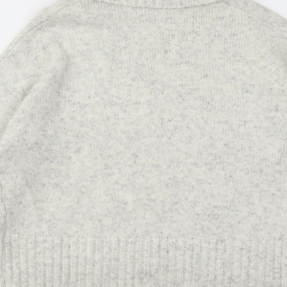 New Look Womens Grey Roll Neck Geometric Acrylic Pullover Jumper Size M