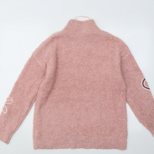 Primark Womens Pink Mock Neck Acrylic Pullover Jumper Size 4 - Minnie Mouse