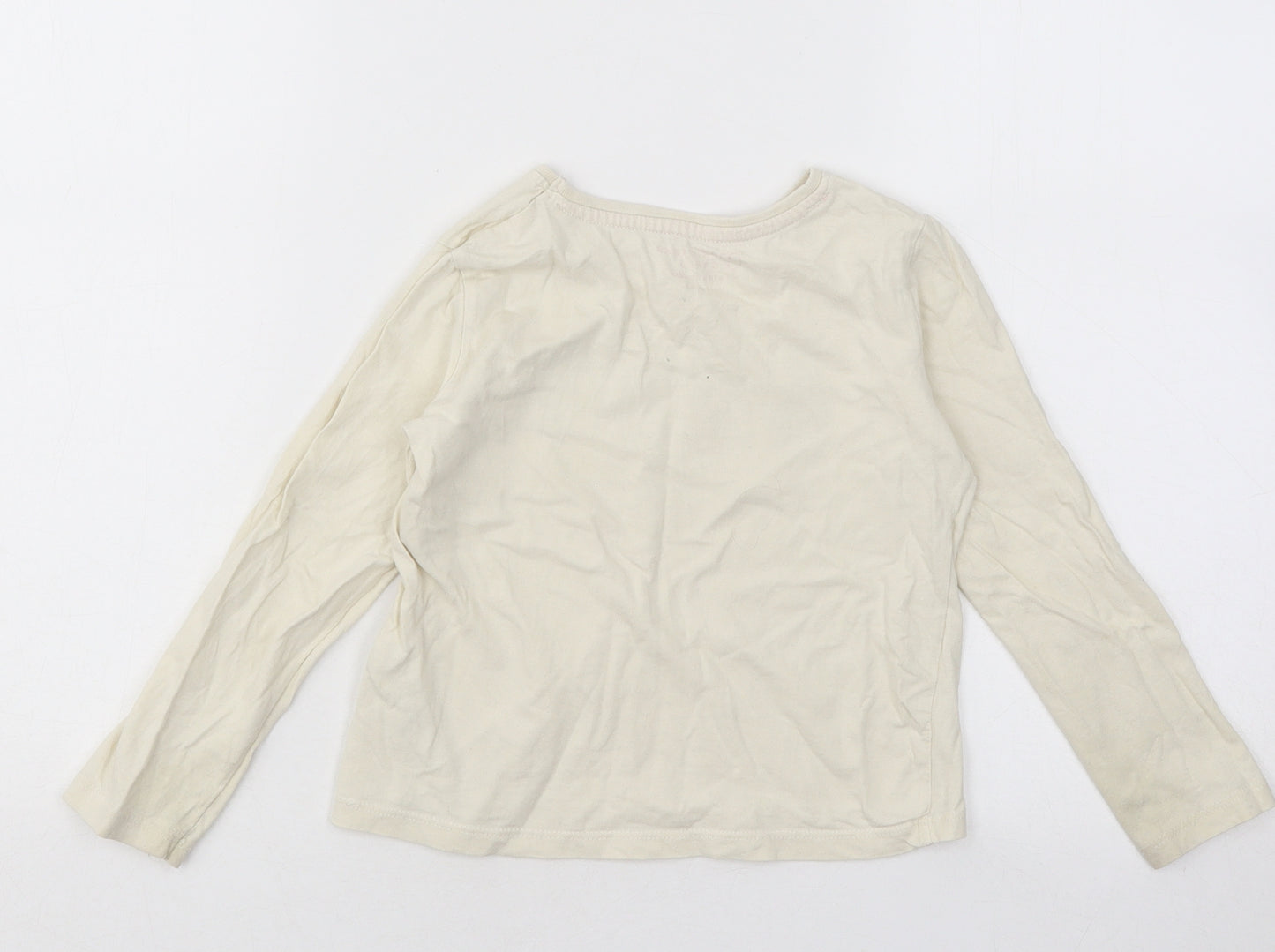 Primark Girls Beige Cotton Basic T-Shirt Size 4-5 Years Round Neck Pullover - Just Be Wonderful Flowers