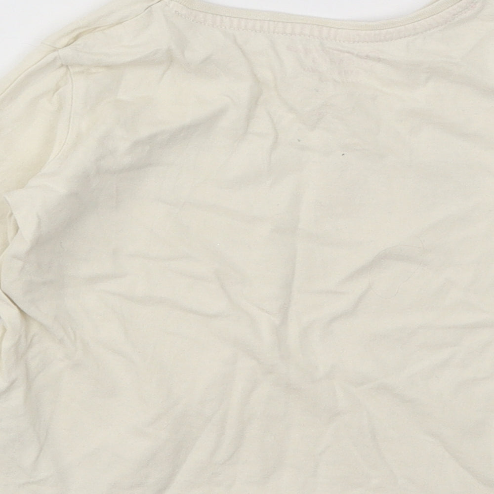 Primark Girls Beige Cotton Basic T-Shirt Size 4-5 Years Round Neck Pullover - Just Be Wonderful Flowers