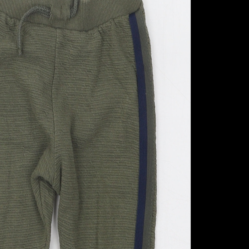 Primark Boys Green Cotton Jogger Trousers Size 12-18 Months Drawstring