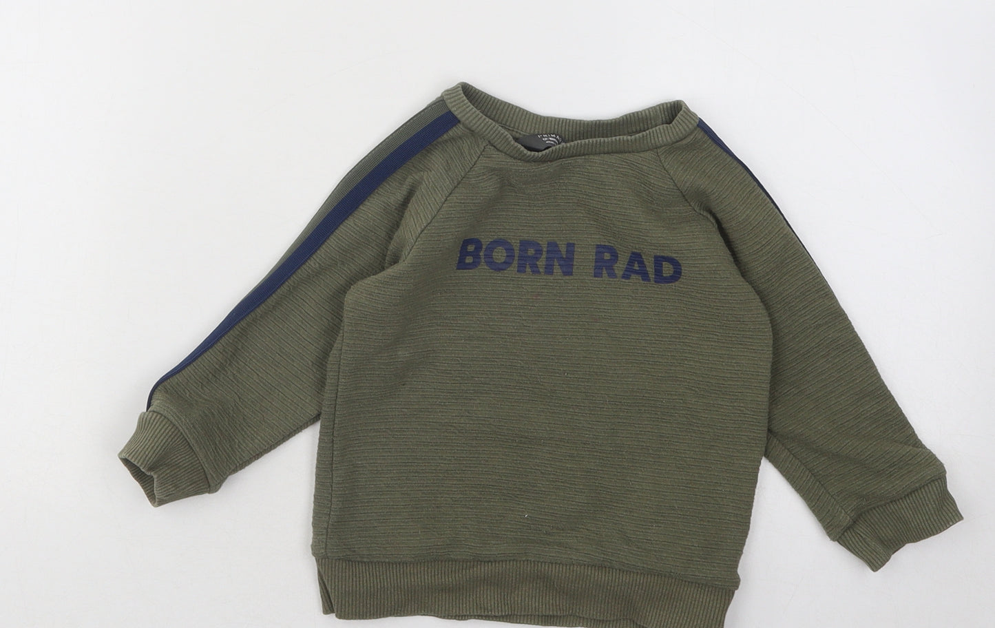 Primark Boys Green Cotton Pullover Jumper Size 12-18 Months Pullover - Born Rad