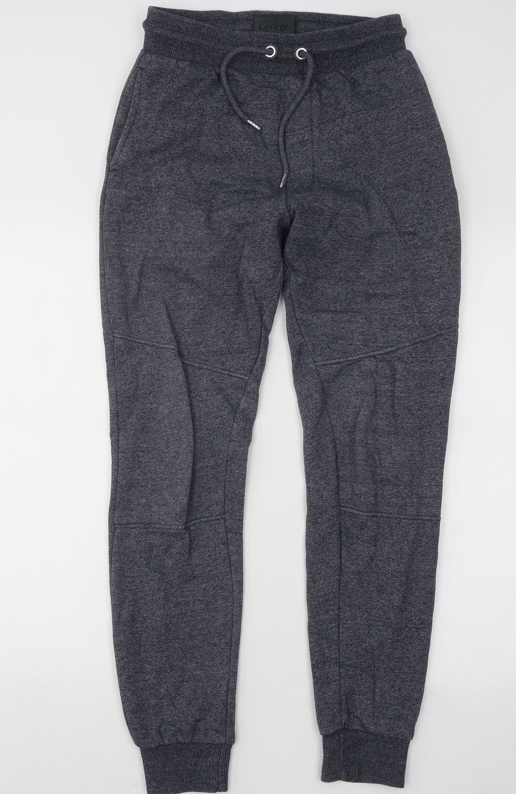 George Mens Blue Cotton Jogger Trousers Size S L29 in Regular Drawstring