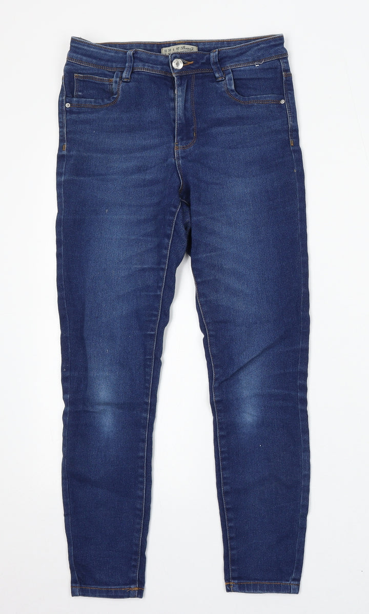 Denim & Co. Womens Blue Cotton Skinny Jeans Size 10 L27 in Regular Button