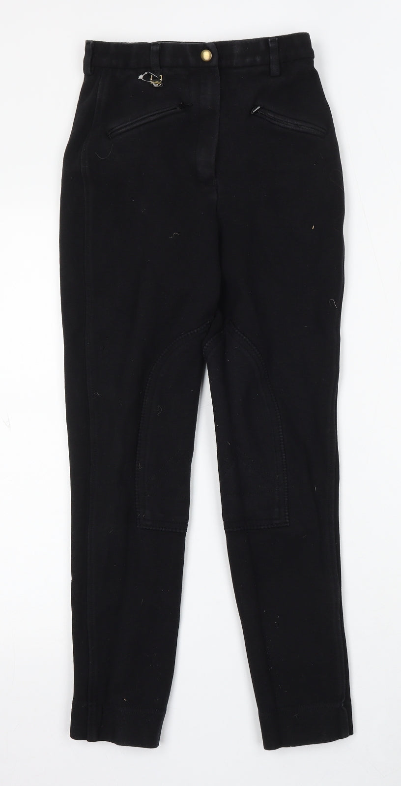 Gallop Womens Black Cotton Jogger Trousers Size 26 in L28 in Regular Button - Jodhpurs/horse riding