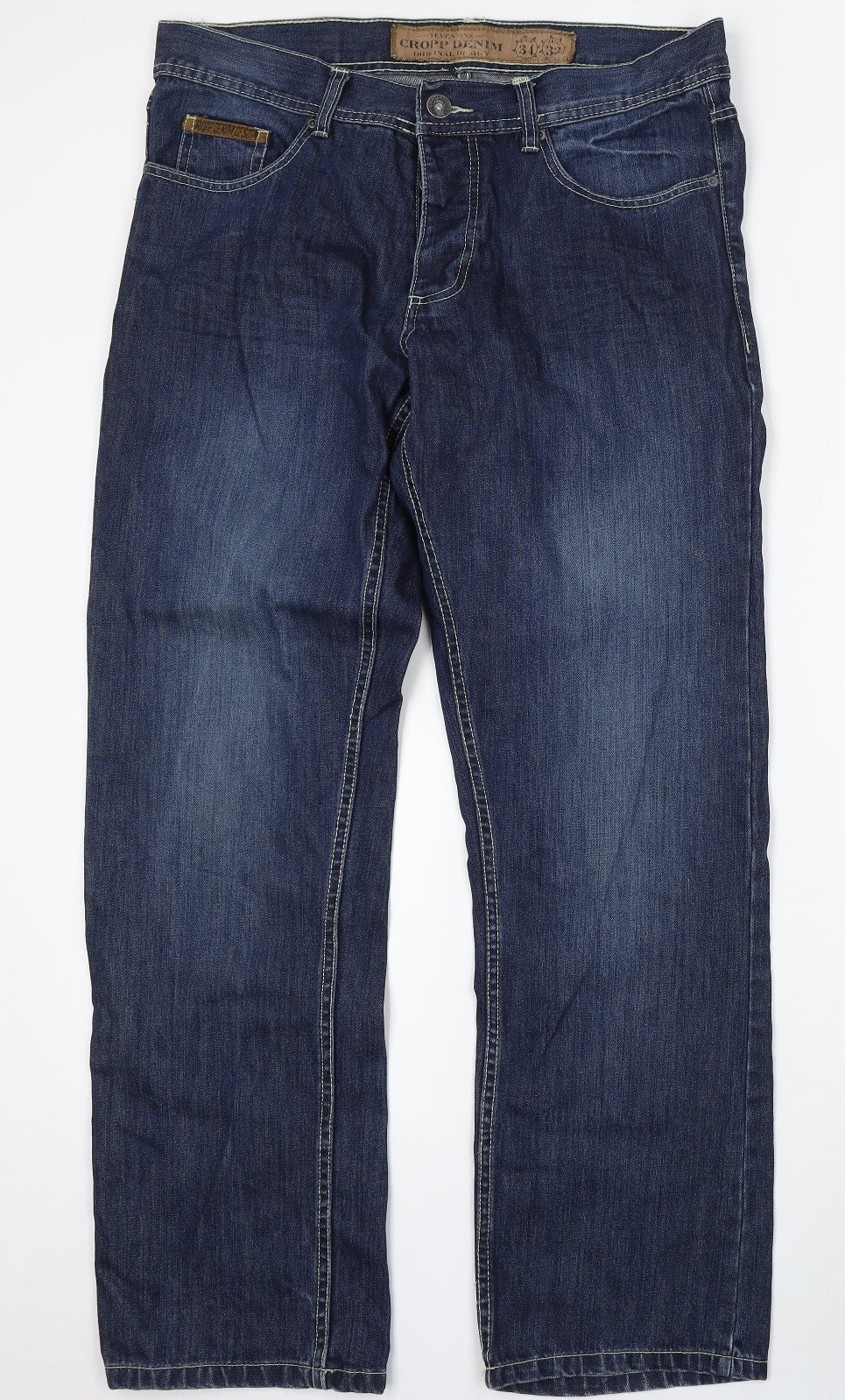 Seven Sins Womens Blue Cotton Straight Jeans Size 34 in L32 in Regular Button