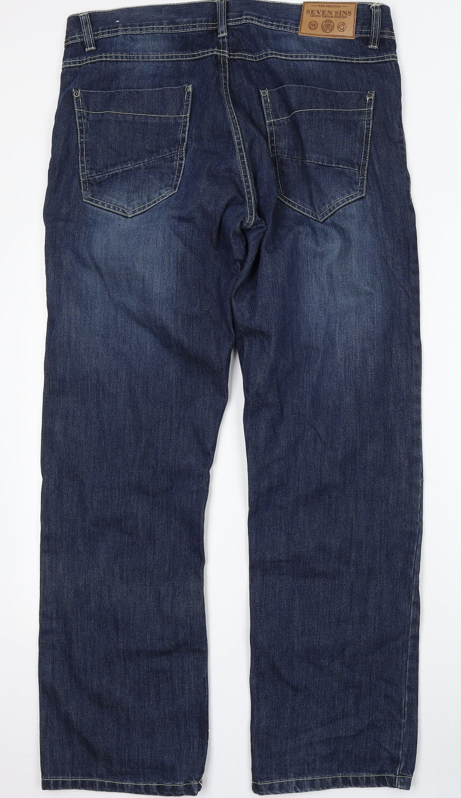 Seven Sins Womens Blue Cotton Straight Jeans Size 34 in L32 in Regular Button