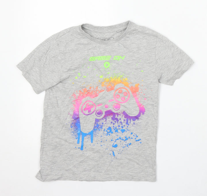 NEXT Boys Grey Cotton Basic T-Shirt Size 6 Years Round Neck - Gaming