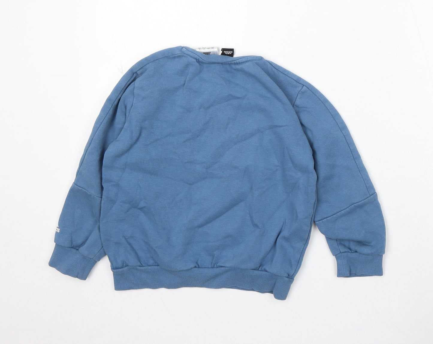 adidas Boys Blue Striped Cotton Pullover Sweatshirt Size 6-7 Years