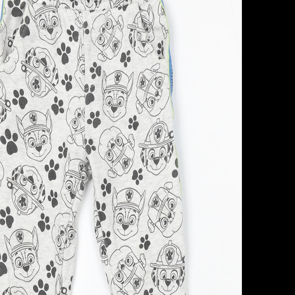Paw Patrol Girls Grey Geometric Cotton Jogger Trousers Size 5-6 Years Regular - Paw Patrol