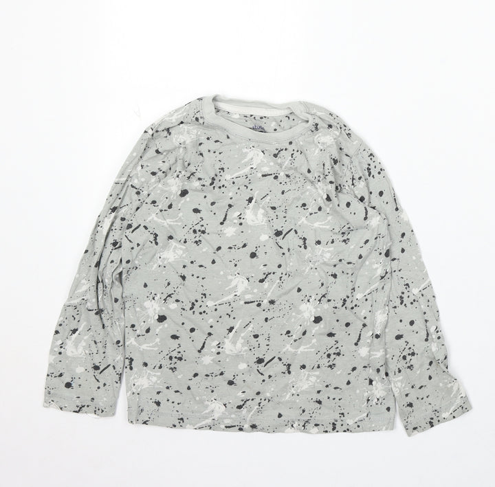 Studio Boys Grey Geometric Cotton Basic Button-Up Size 5-6 Years Round Neck