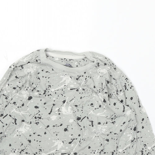 Studio Boys Grey Geometric Cotton Basic Button-Up Size 5-6 Years Round Neck