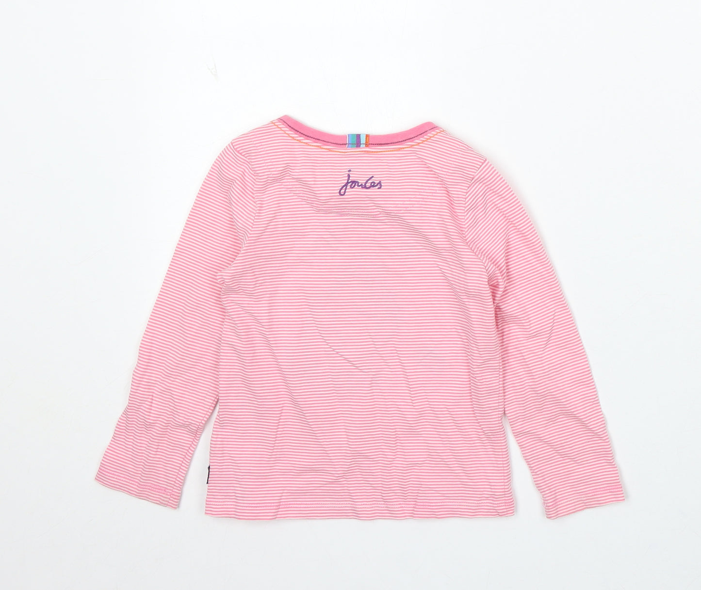 The Gruffalo Girls Pink Striped Cotton Basic T-Shirt Size 3 Years Round Neck - The Gruffalo