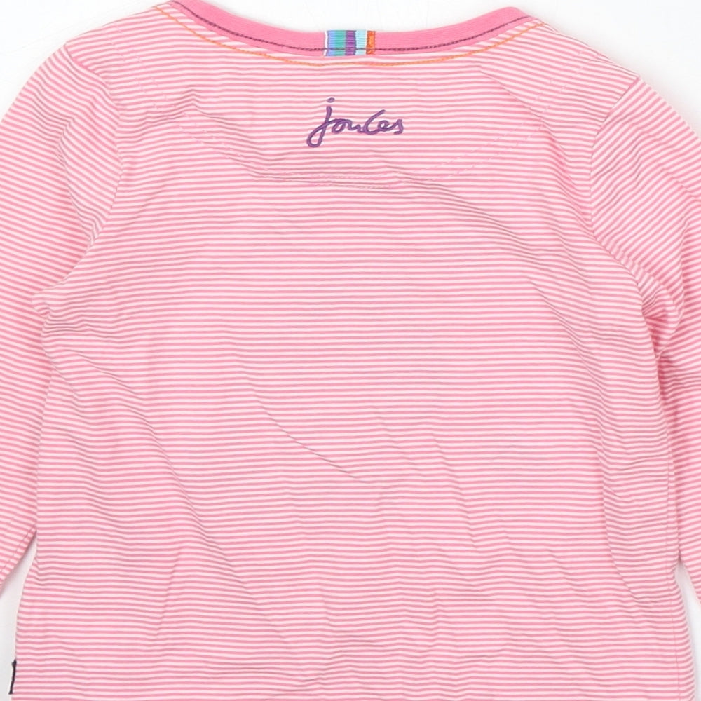 The Gruffalo Girls Pink Striped Cotton Basic T-Shirt Size 3 Years Round Neck - The Gruffalo