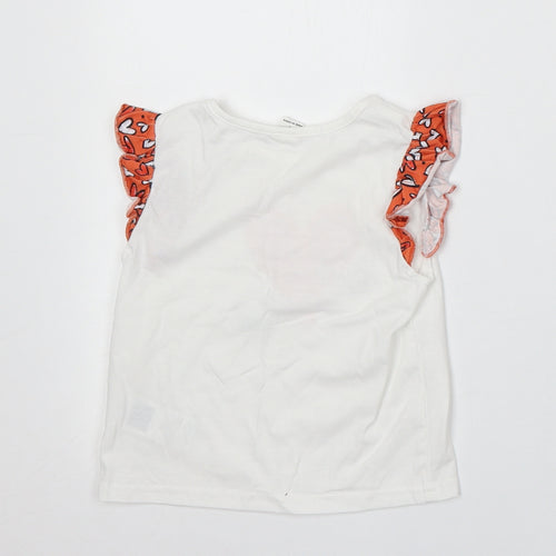 SheIn Girls White Cotton Basic Blouse Size 4 Years Round Neck - Bring Good Luck